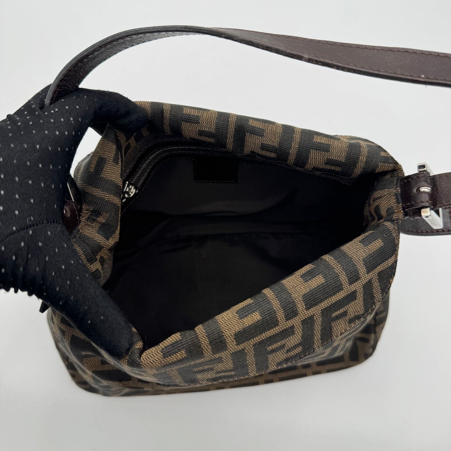 Fendi Tobacco Zucca Double Flap Baguette