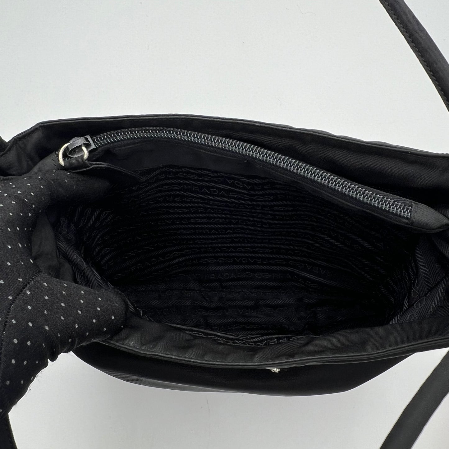 Prada Black Nylon Double Strap Small Tote