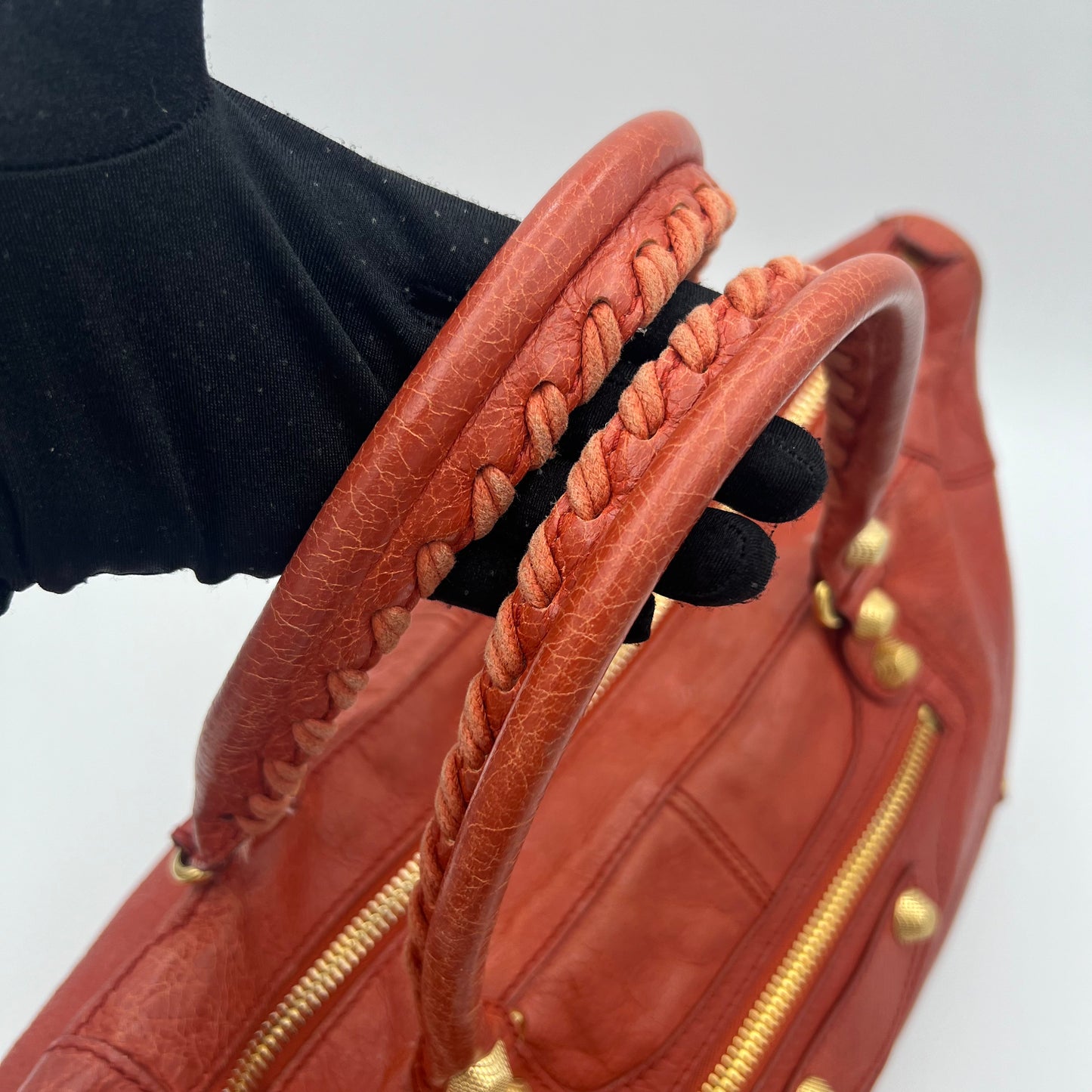 Balenciaga Rust Orange Leather Giant Work Bag GHW