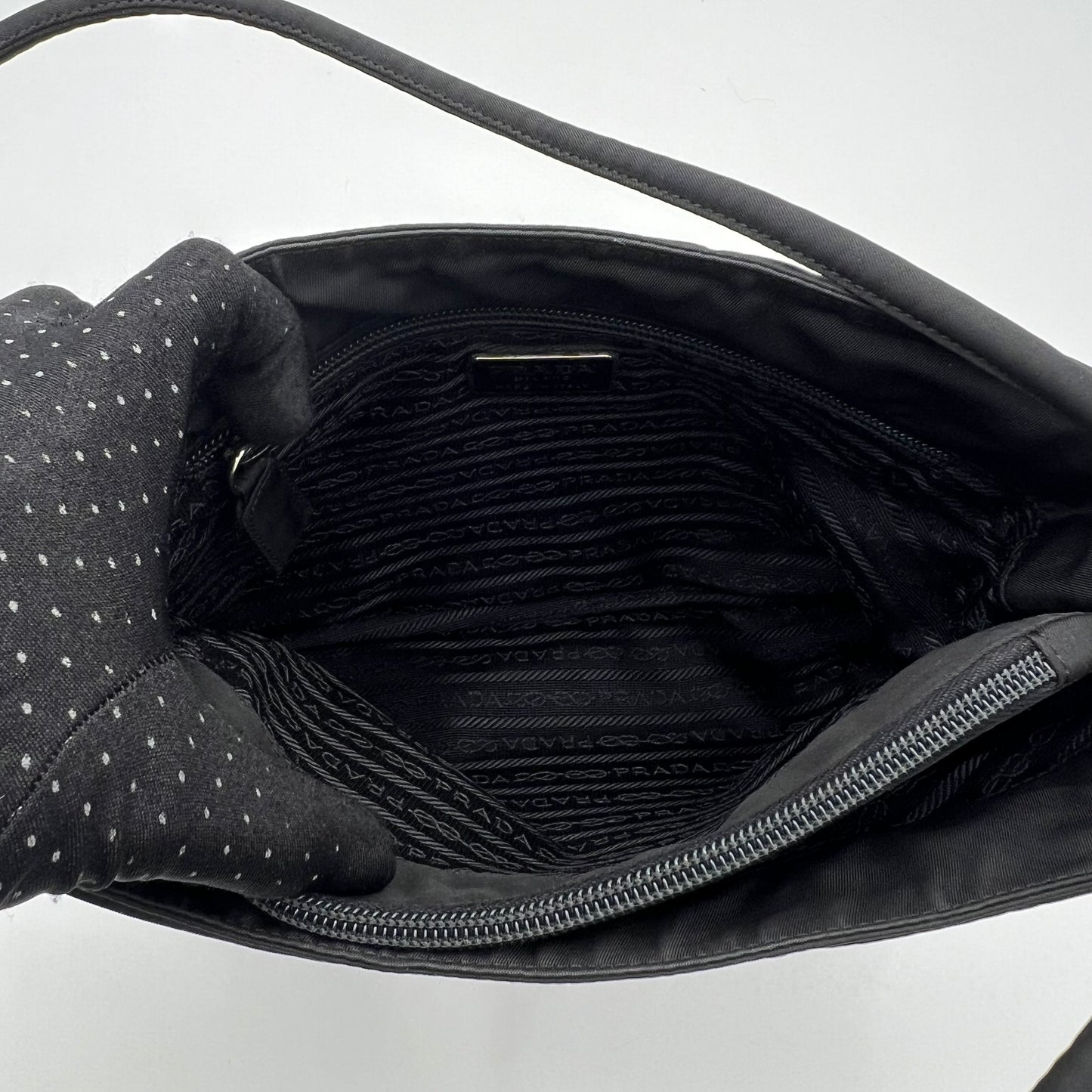 Prada Black Nylon Double Strap Small Tote
