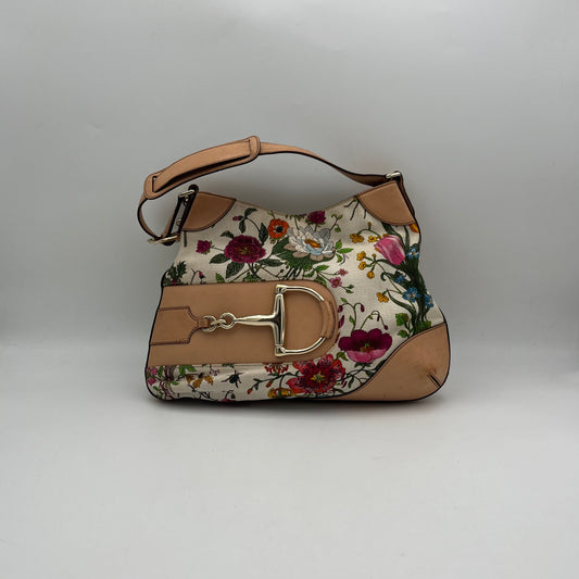 Gucci Floral Hasler Horsbit Hobo Shoulder Bag w/ dust bag