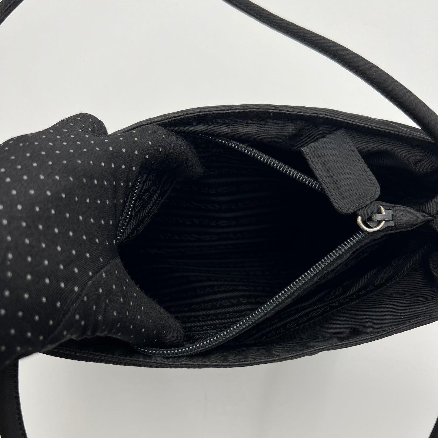 Prada Black Nylon Double Strap Small Tote