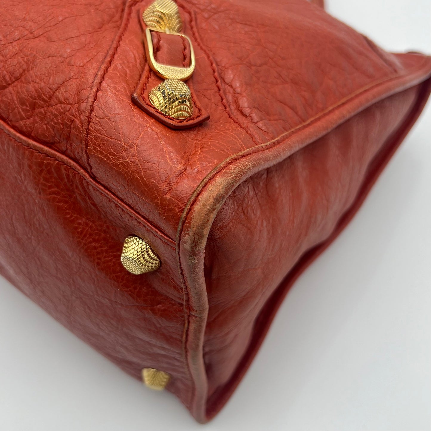 Balenciaga Rust Orange Leather Giant Work Bag GHW