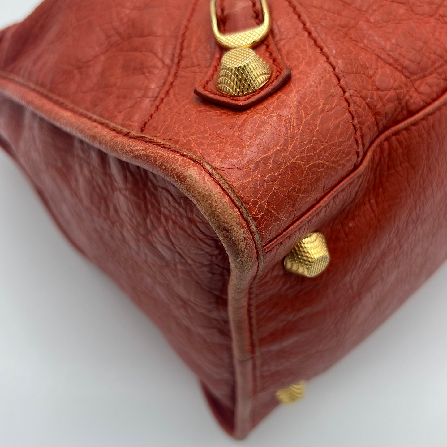 Balenciaga Rust Orange Leather Giant Work Bag GHW