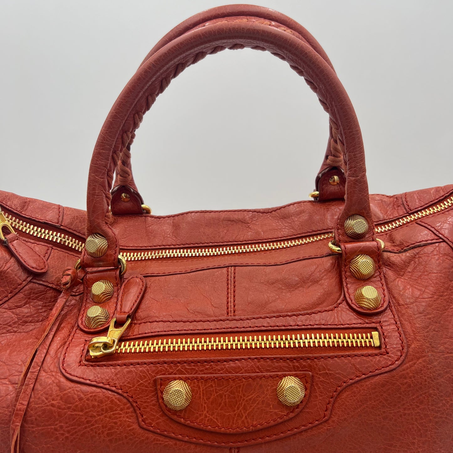 Balenciaga Rust Orange Leather Giant Work Bag GHW