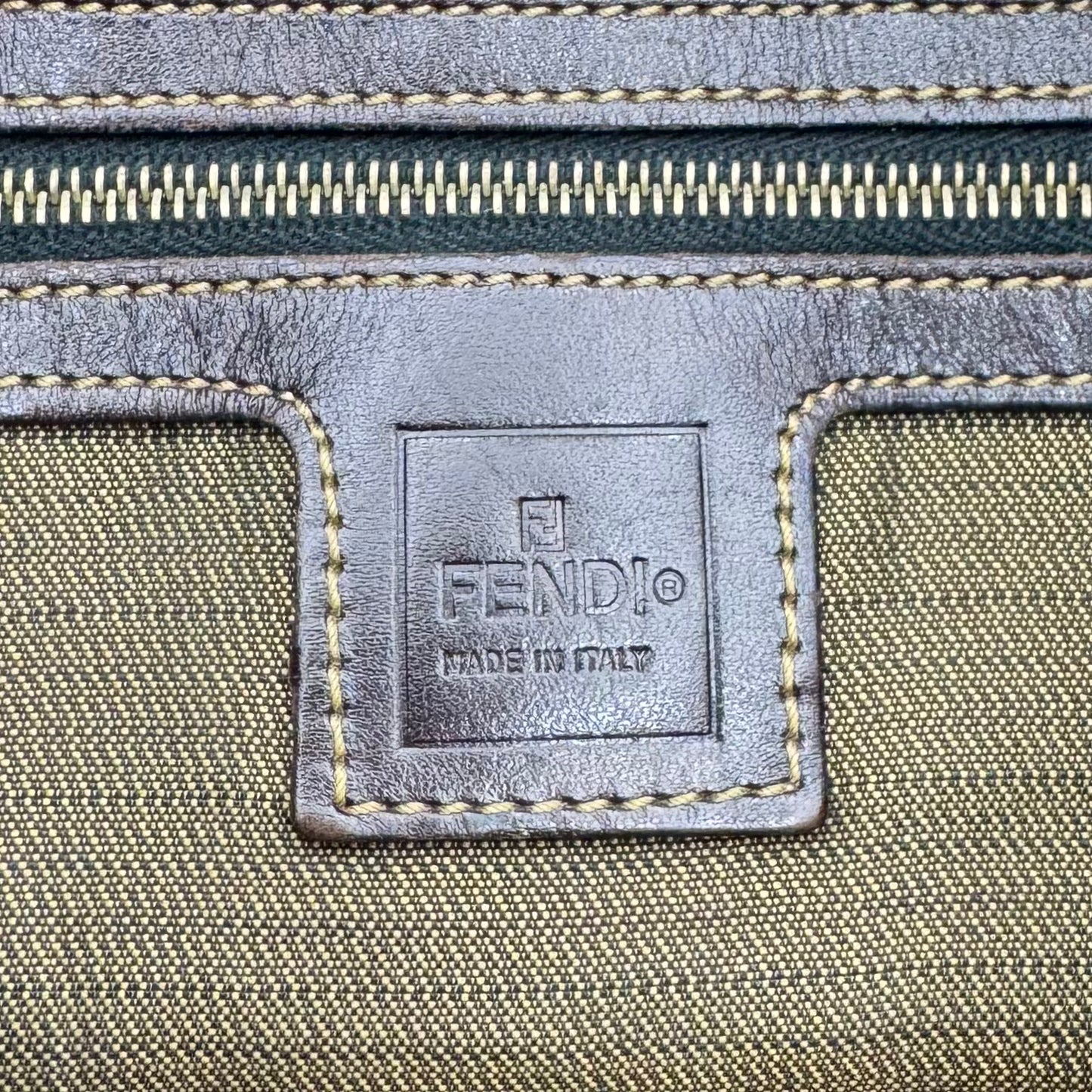 Fendi Tobacco Zucca Double Flap Baguette GHW