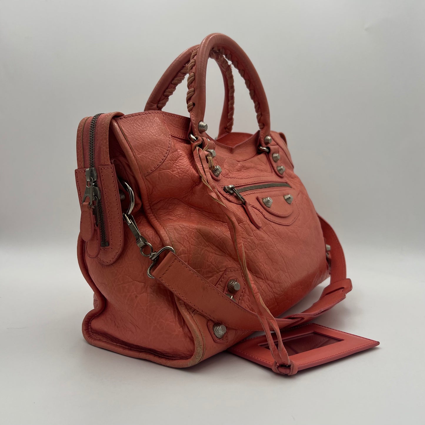 Balenciaga Peach Pink Leather Giant 12 City Bag SHW