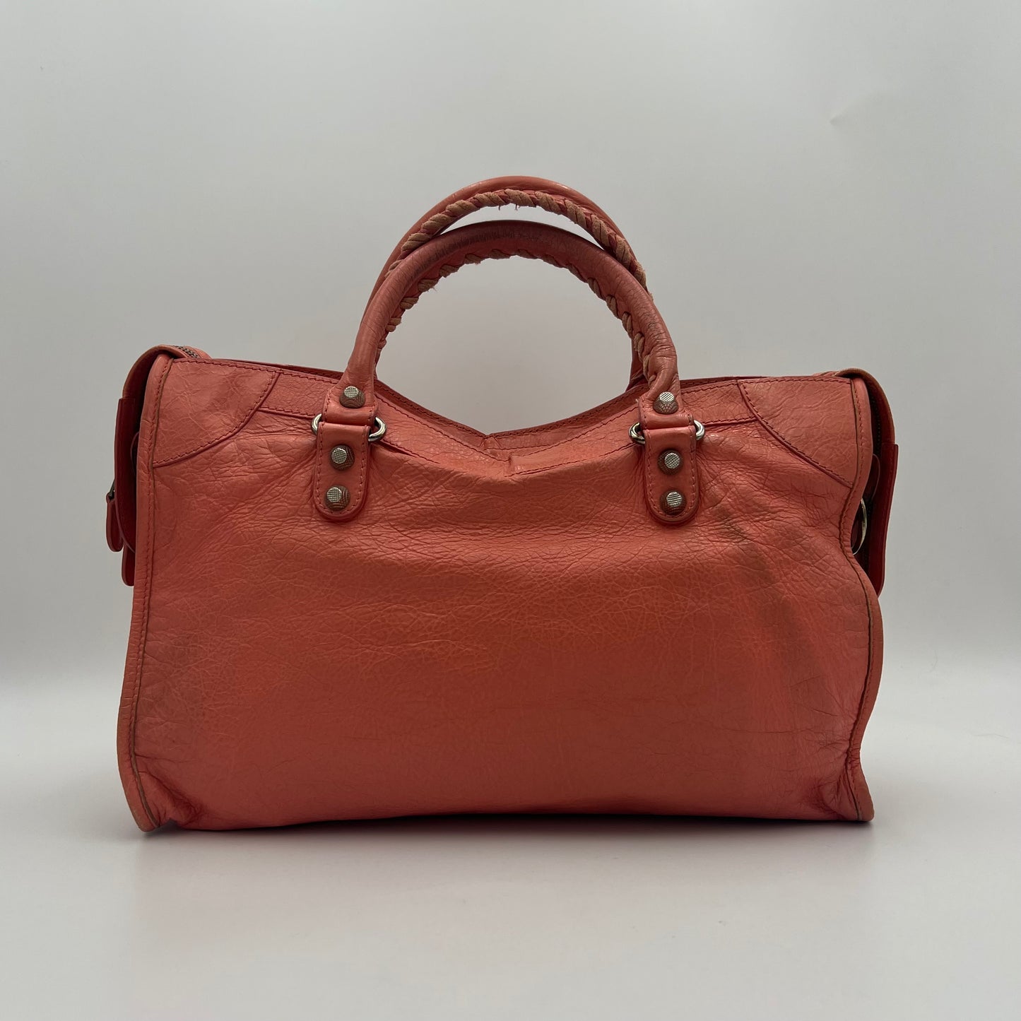 Balenciaga Peach Pink Leather Giant 12 City Bag SHW