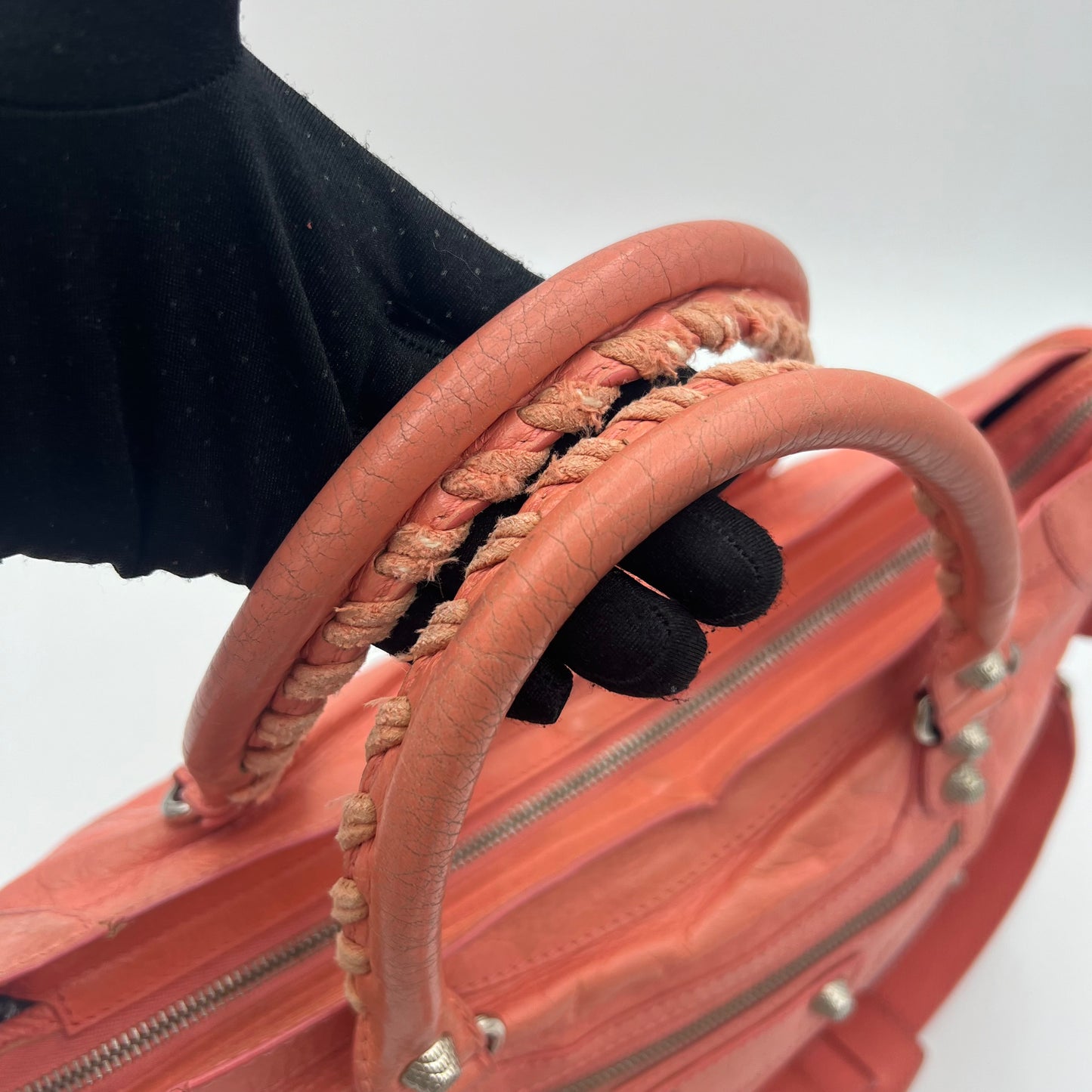 Balenciaga Peach Pink Leather Giant 12 City Bag SHW