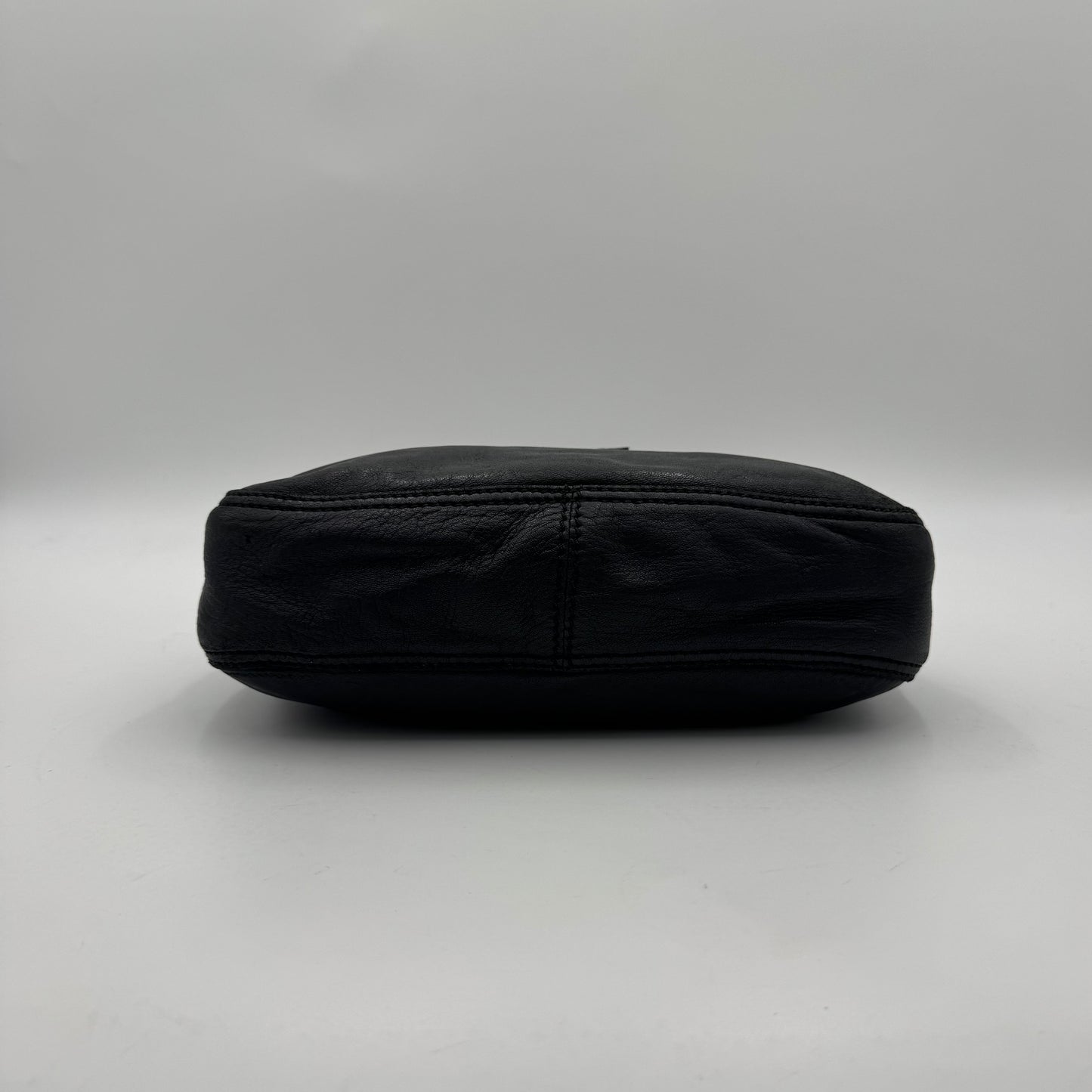 Fendi Black Leather Hobo Baguette SHW