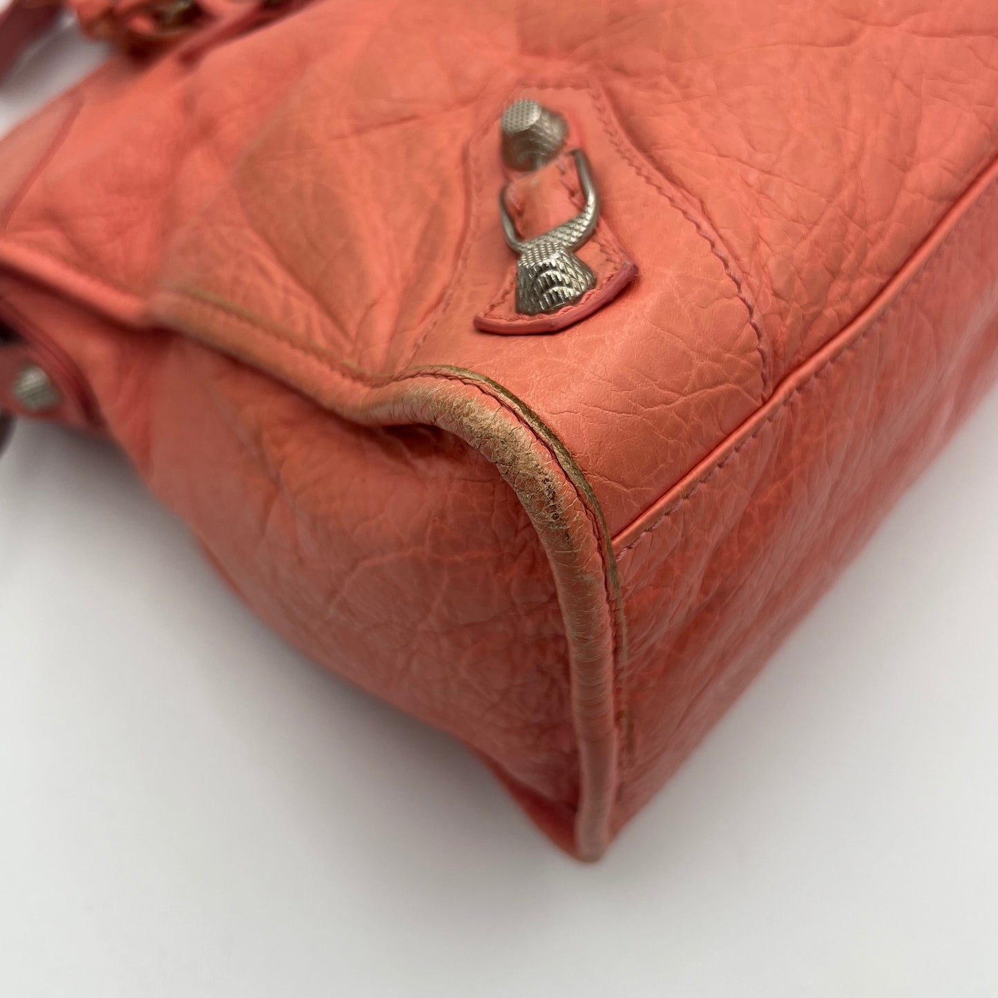 Balenciaga Peach Pink Leather Giant 12 City Bag SHW