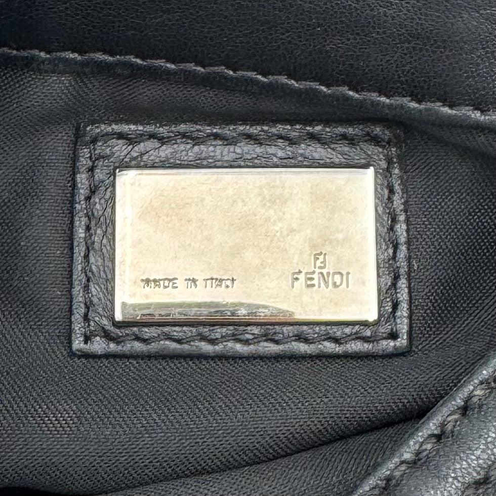 Fendi Black Leather Hobo Baguette SHW