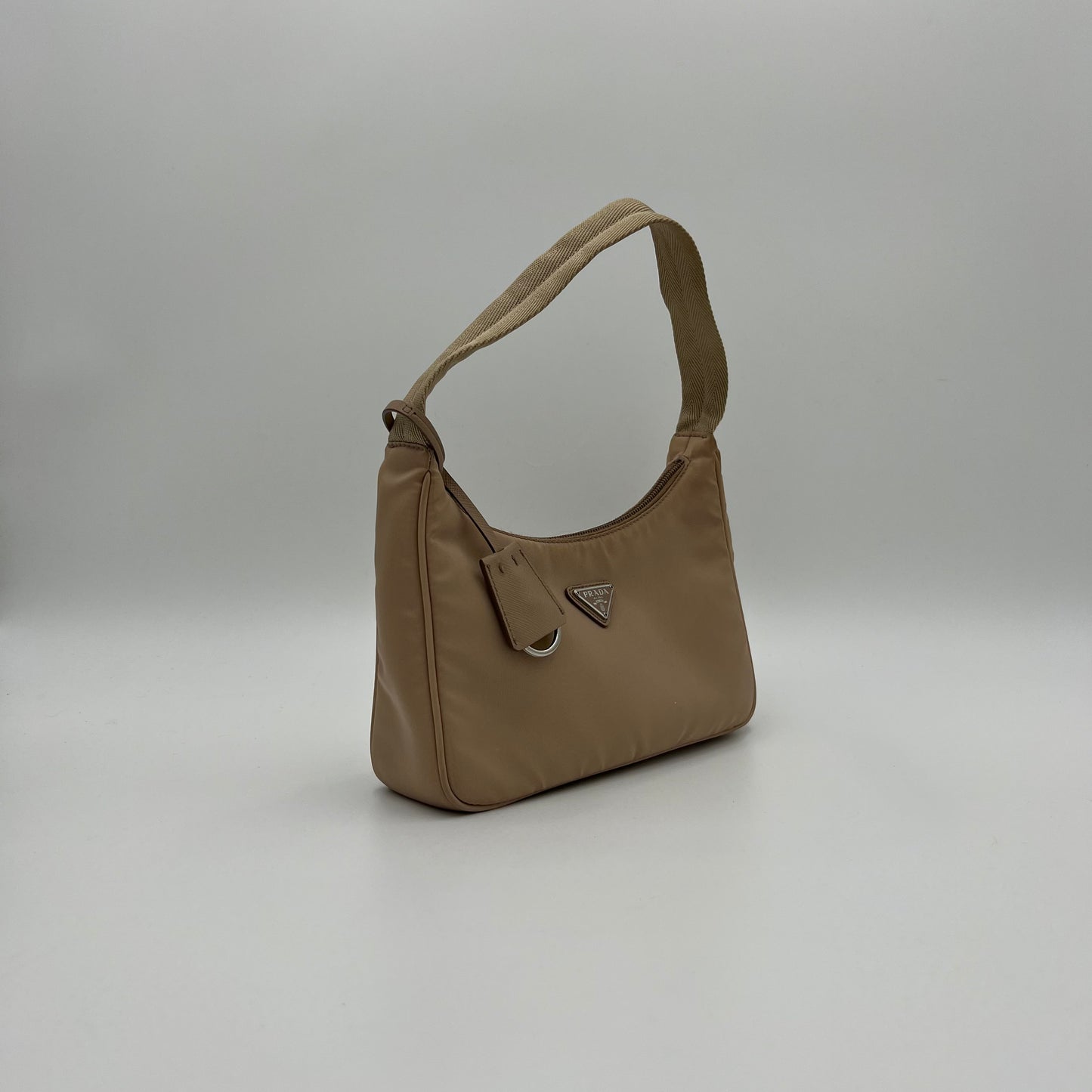 Prada Beige Nylon Re-Edition 2000 Mini Hobo Bag