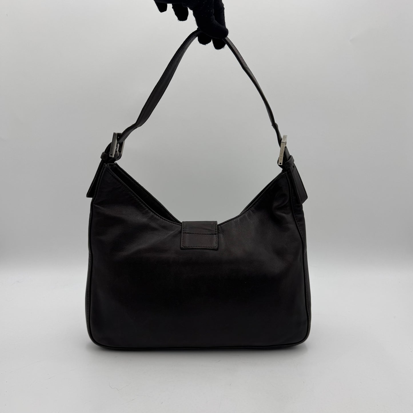 Fendi Dark Brown Leather Hobo Shoulder Bag