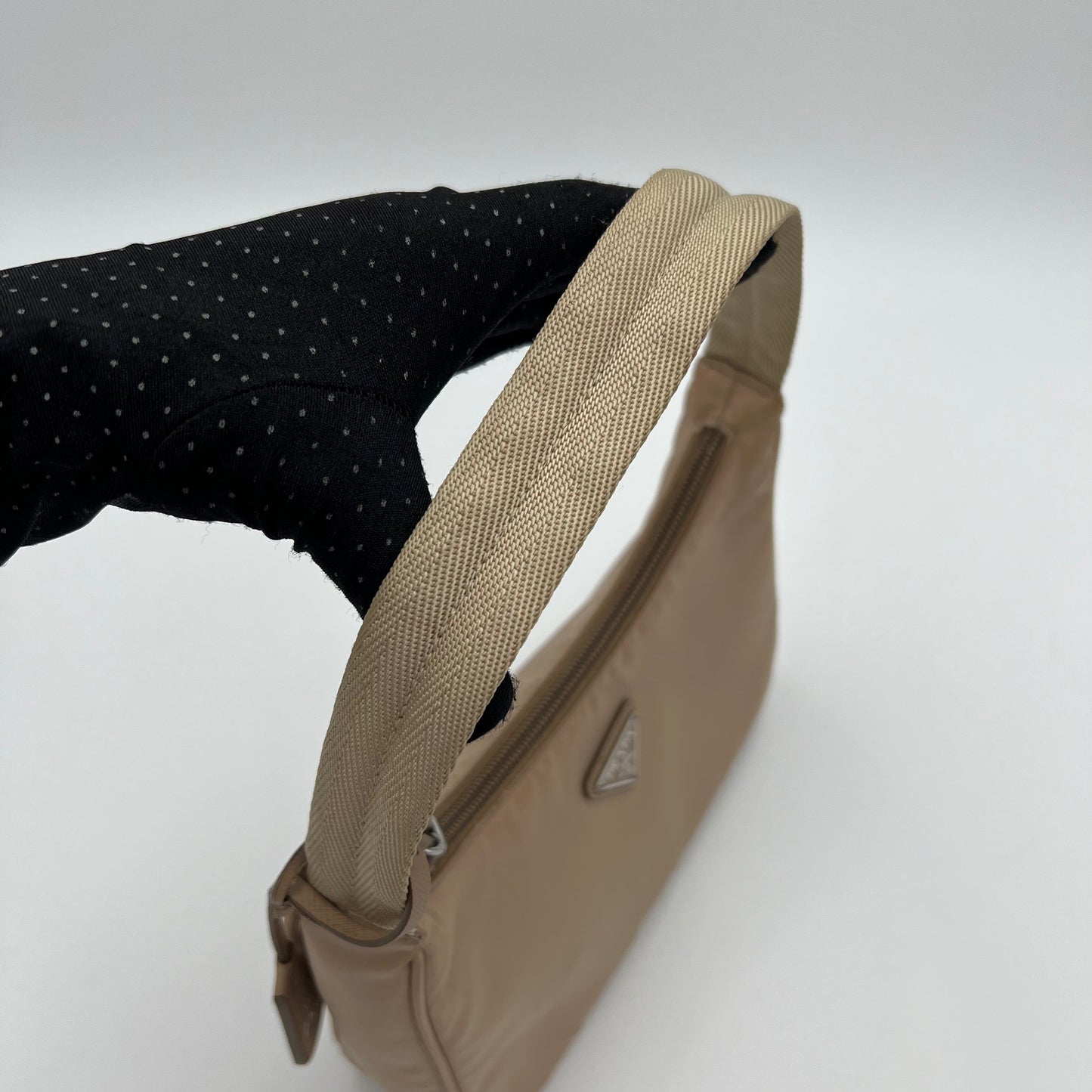 Prada Beige Nylon Re-Edition 2000 Mini Hobo Bag