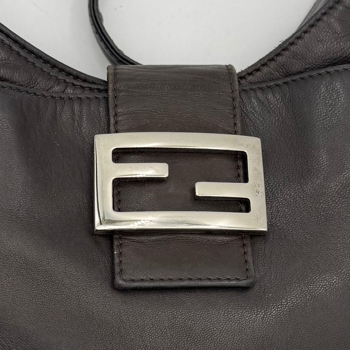 Fendi Dark Brown Leather Hobo Shoulder Bag