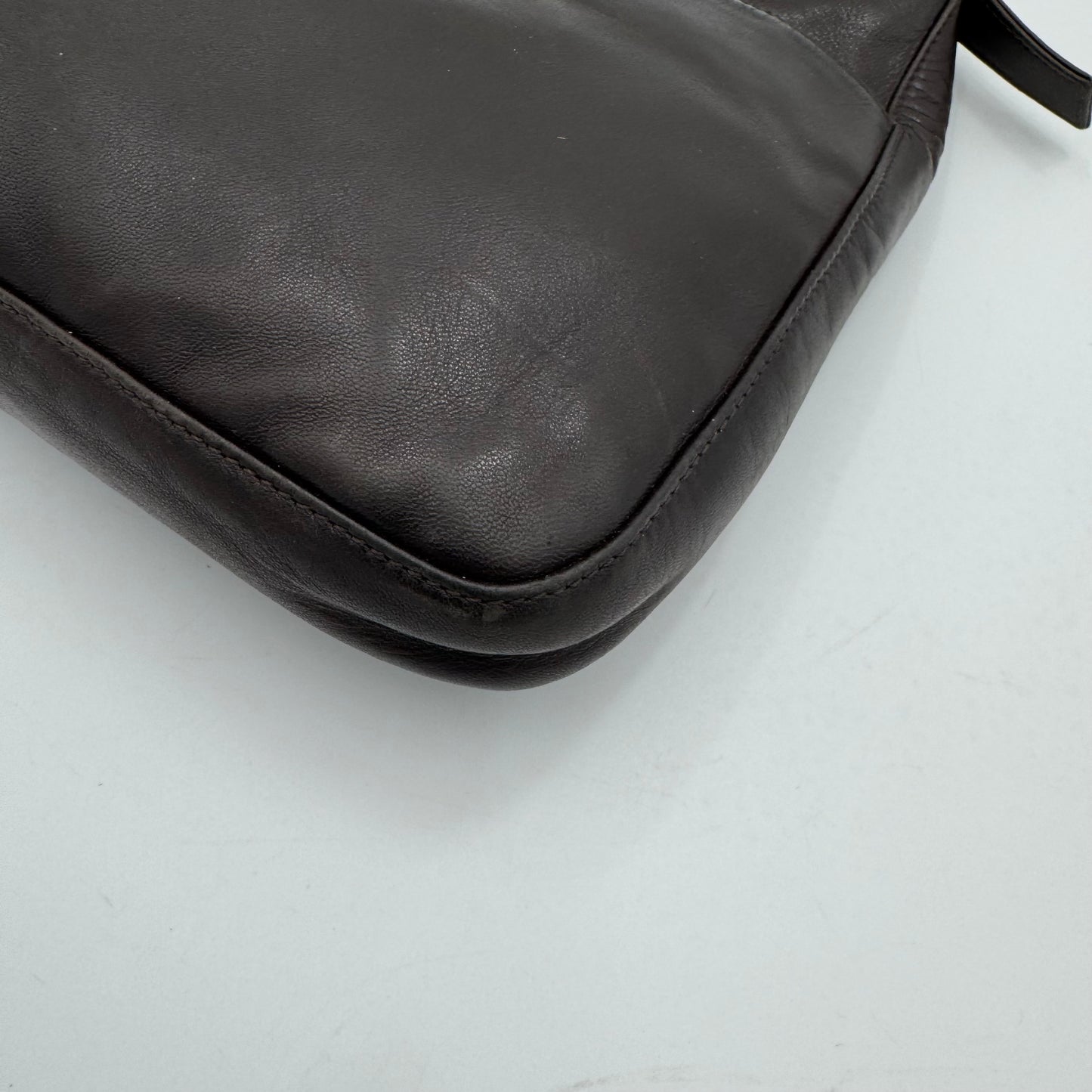 Fendi Dark Brown Leather Hobo Shoulder Bag