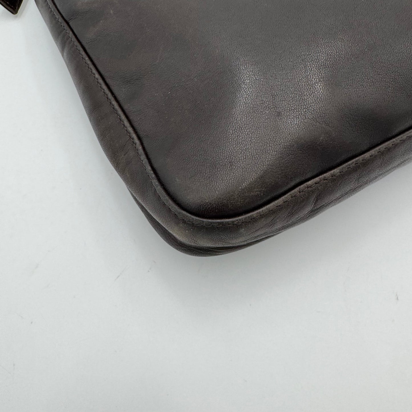 Fendi Dark Brown Leather Hobo Shoulder Bag