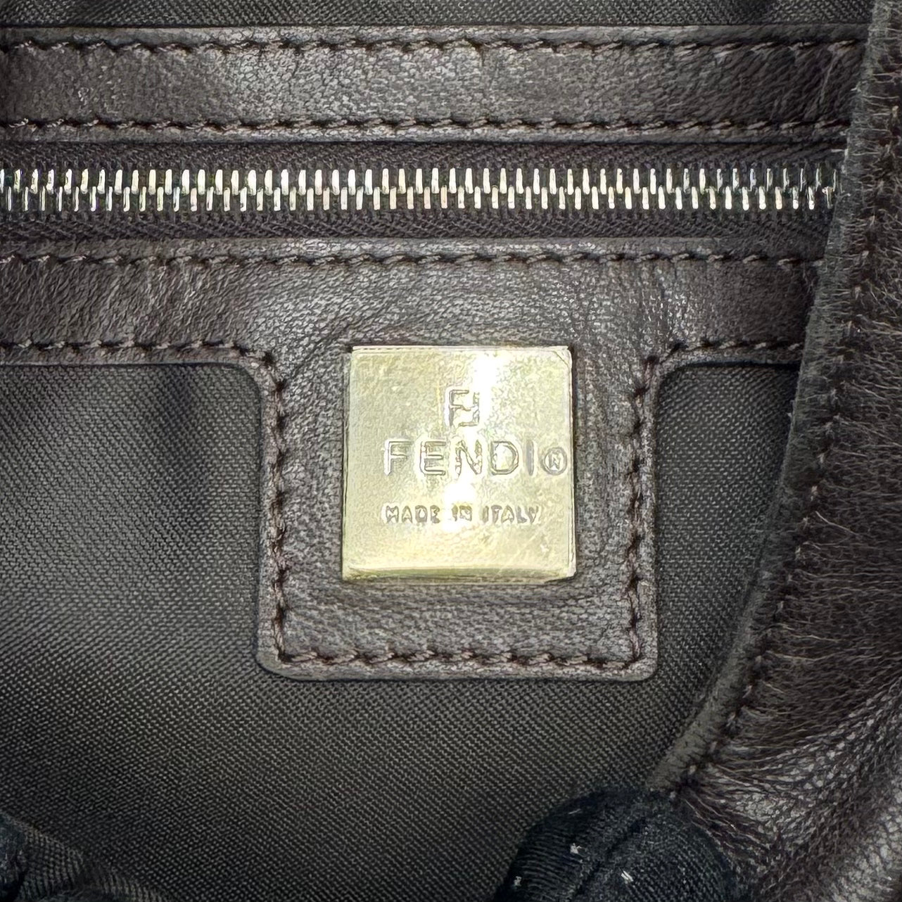 Fendi Dark Brown Leather Hobo Shoulder Bag
