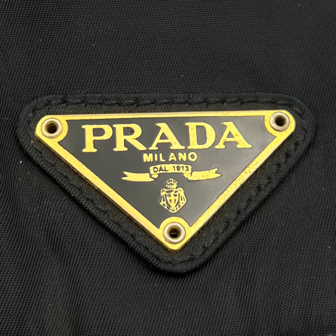 Prada Dark Blue Nylon and Leather Chain Backpack