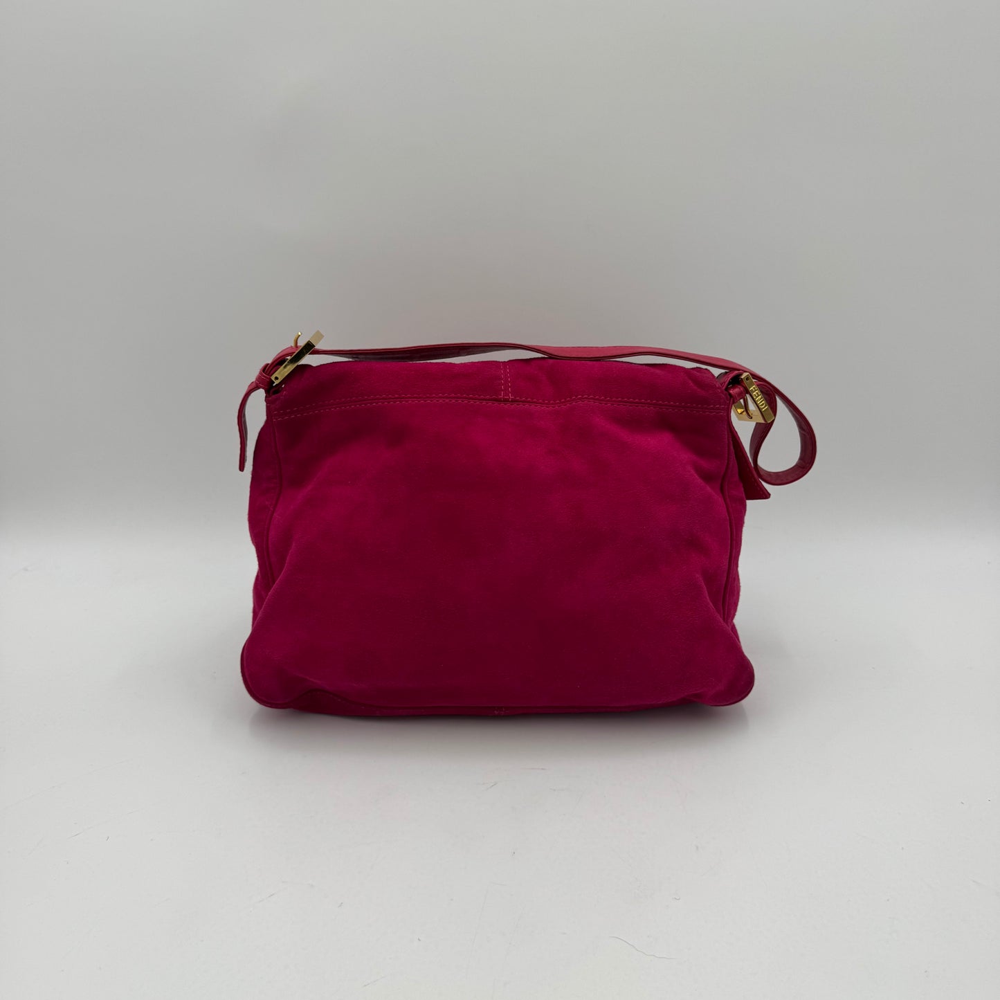Fendi Pink Suede Glittery FF Buckle Mamma Baguette GHW