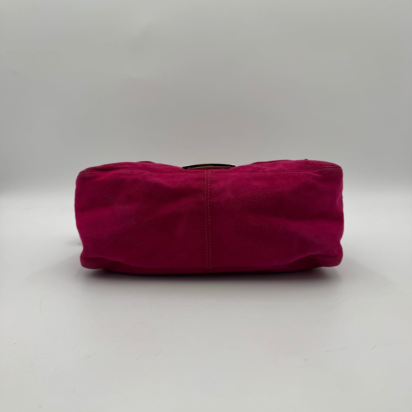 Fendi Pink Suede Glittery FF Buckle Mamma Baguette GHW