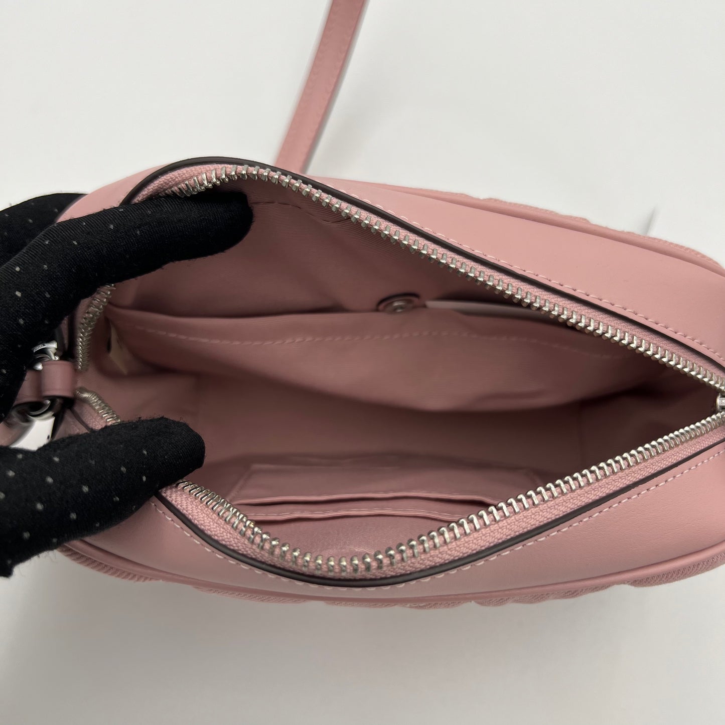Coach Quilted Pink Denim Mini Jamie Crossbody