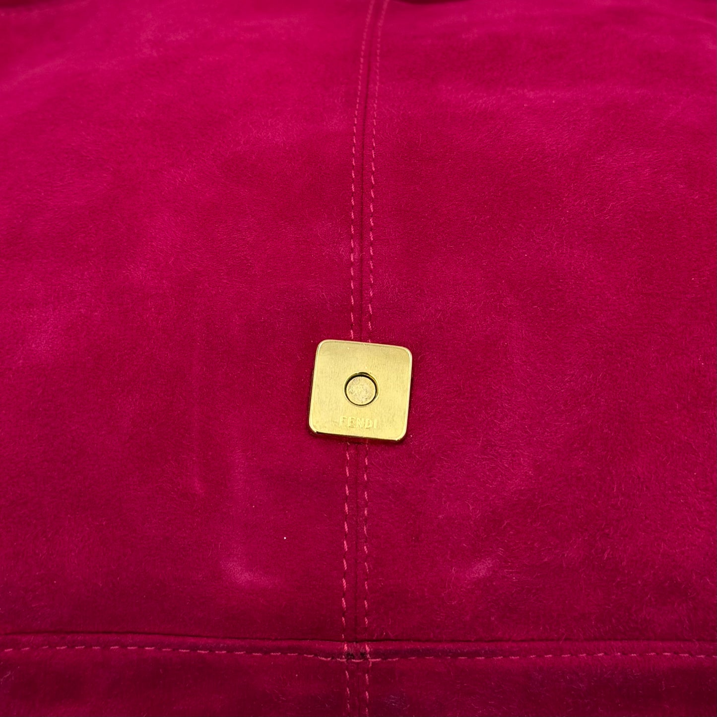 Fendi Pink Suede Glittery FF Buckle Mamma Baguette GHW