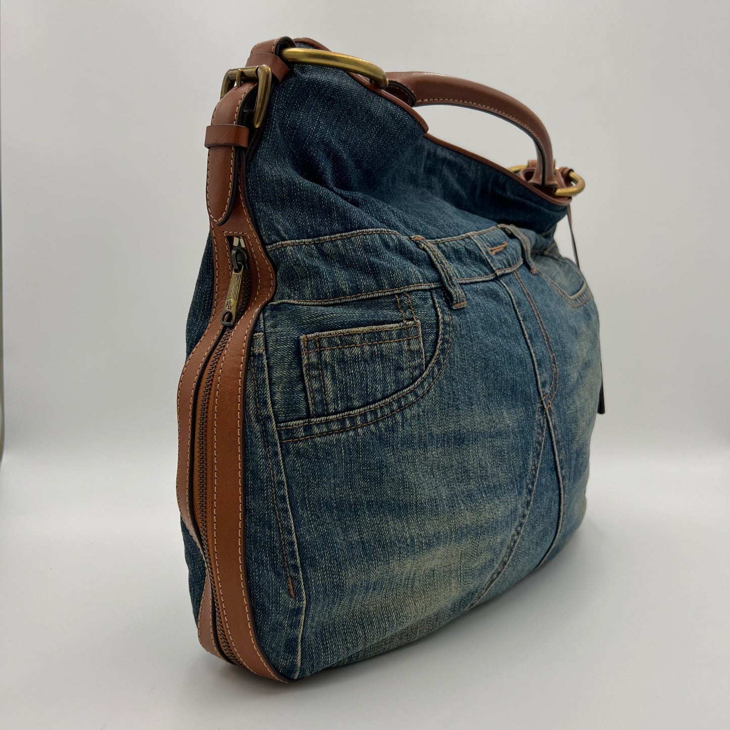 Ralph Lauren Vintage Denim Large Hobo Bag