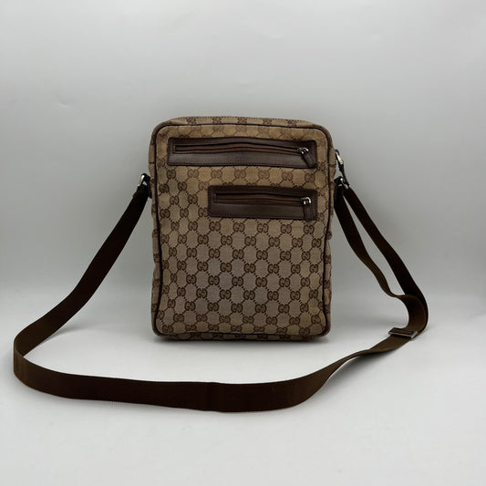 Gucci Brown Monogram Canvas x Leather Men's Crossbody