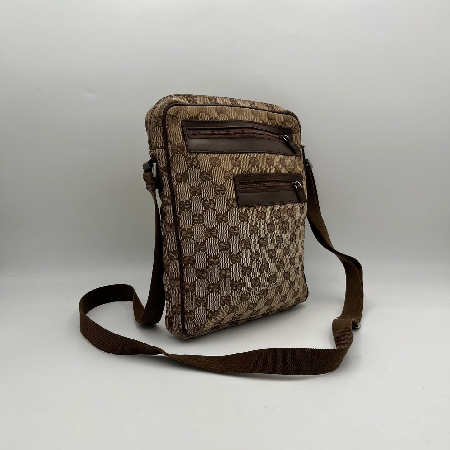 Gucci Brown Monogram Canvas x Leather Men's Crossbody
