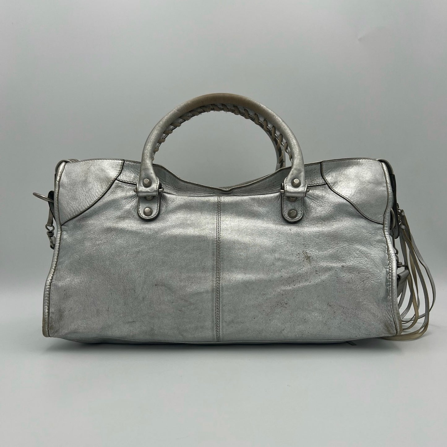 Balenciaga Silver Leather Metallic Hardware Part Time SHW