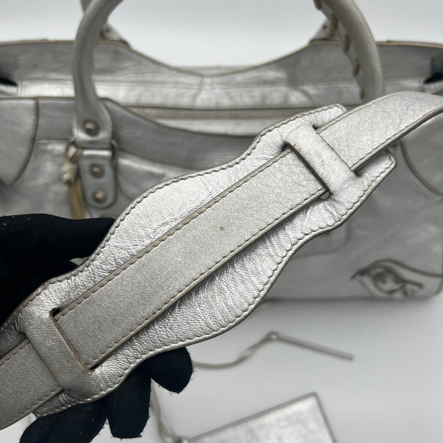 Balenciaga Silver Leather Metallic Hardware Part Time SHW