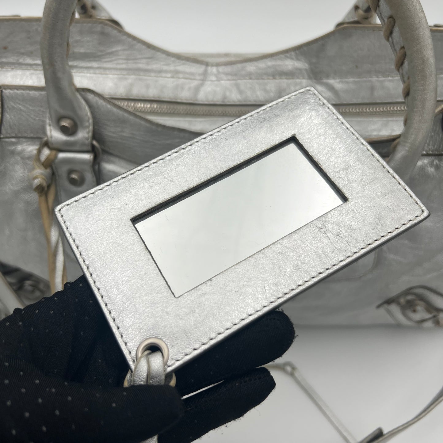 Balenciaga Silver Leather Metallic Hardware Part Time SHW