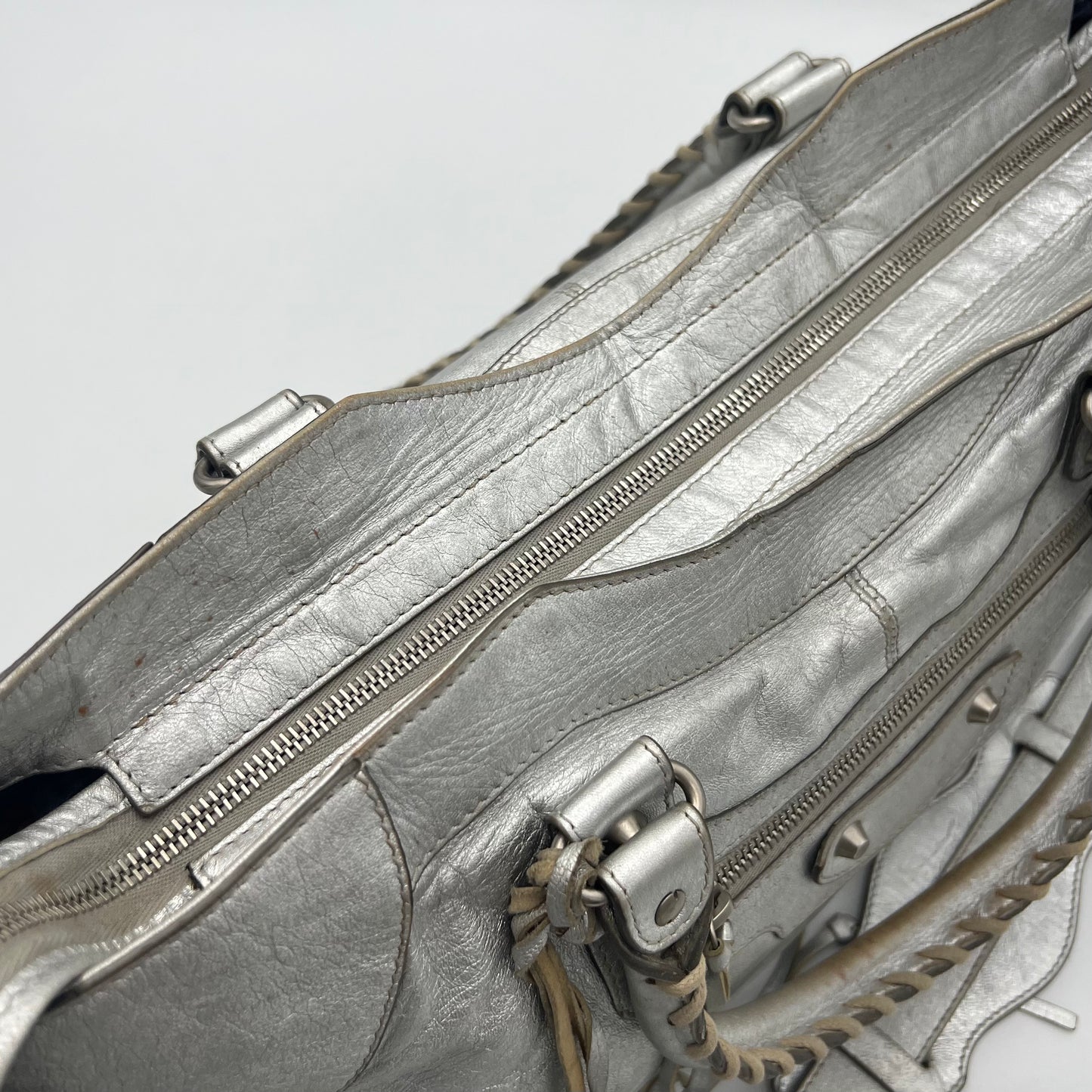 Balenciaga Silver Leather Metallic Hardware Part Time SHW
