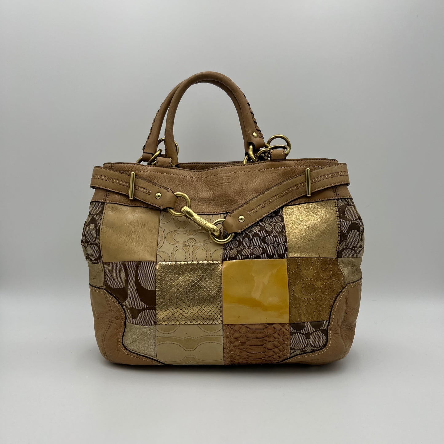 Coach Brown Patchwork Tote Bag
