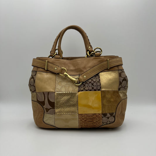 Coach Brown Patchwork Tote Bag