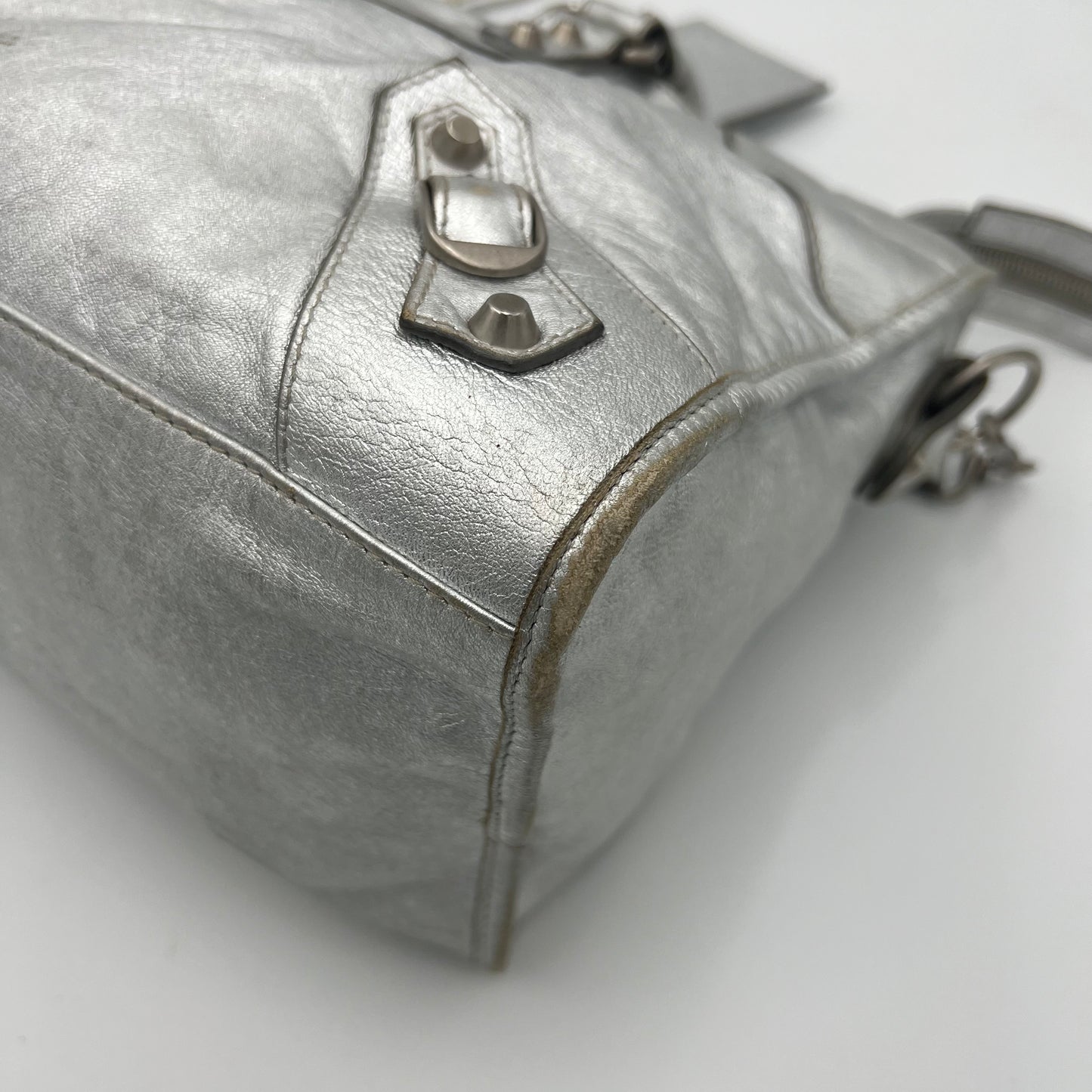 Balenciaga Silver Leather Metallic Hardware Part Time SHW