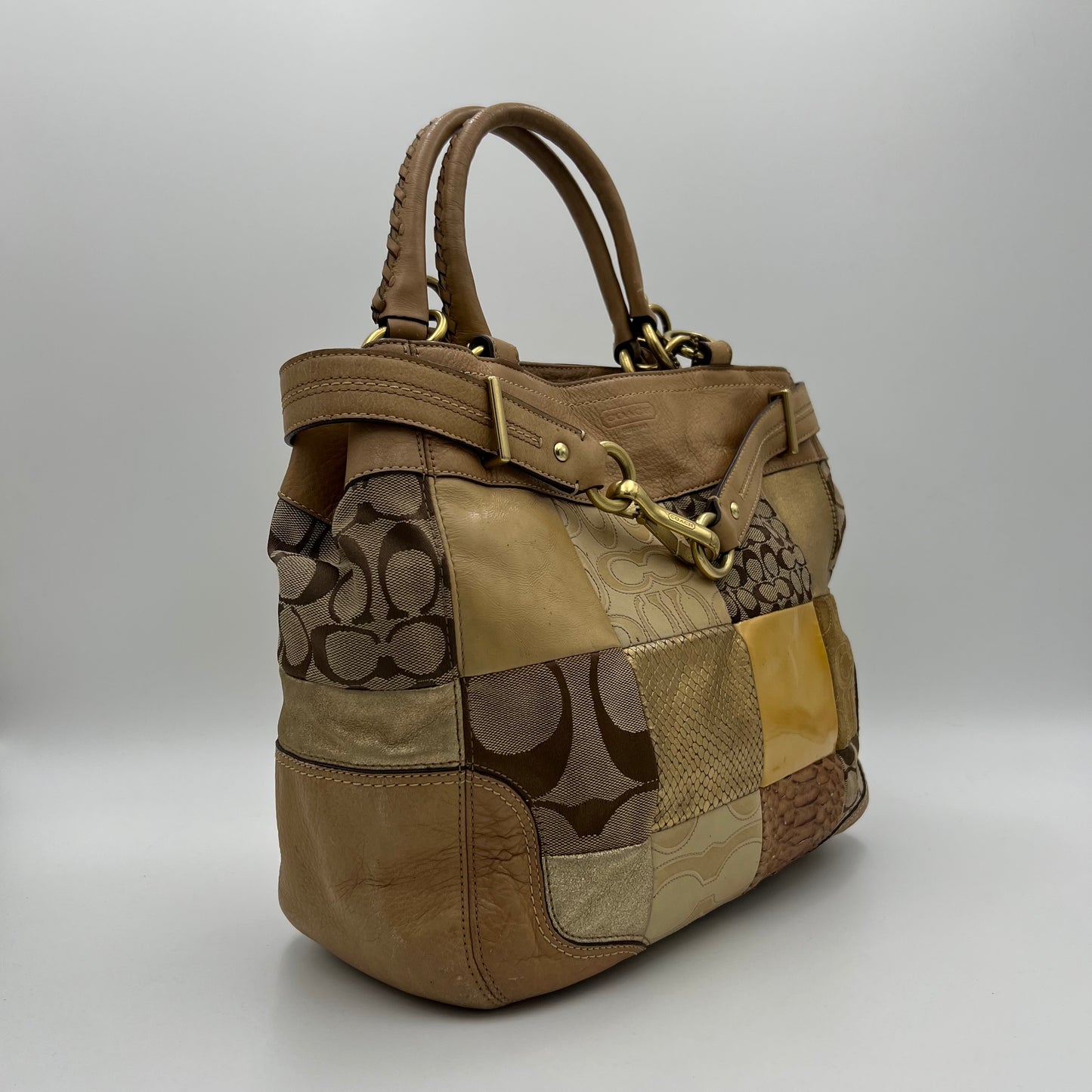 Coach Brown Patchwork Tote Bag