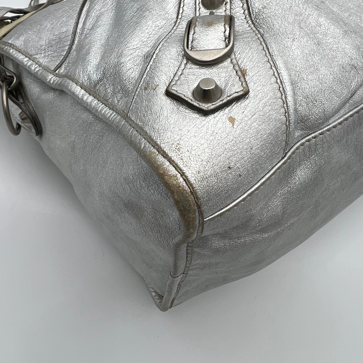 Balenciaga Silver Leather Metallic Hardware Part Time SHW