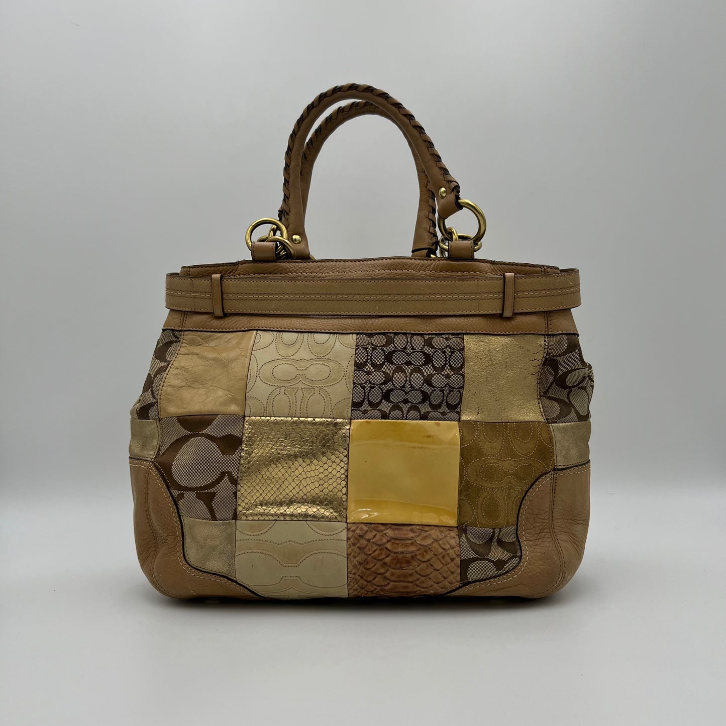 Coach Brown Patchwork Tote Bag