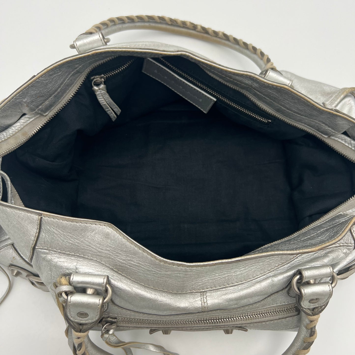 Balenciaga Silver Leather Metallic Hardware Part Time SHW