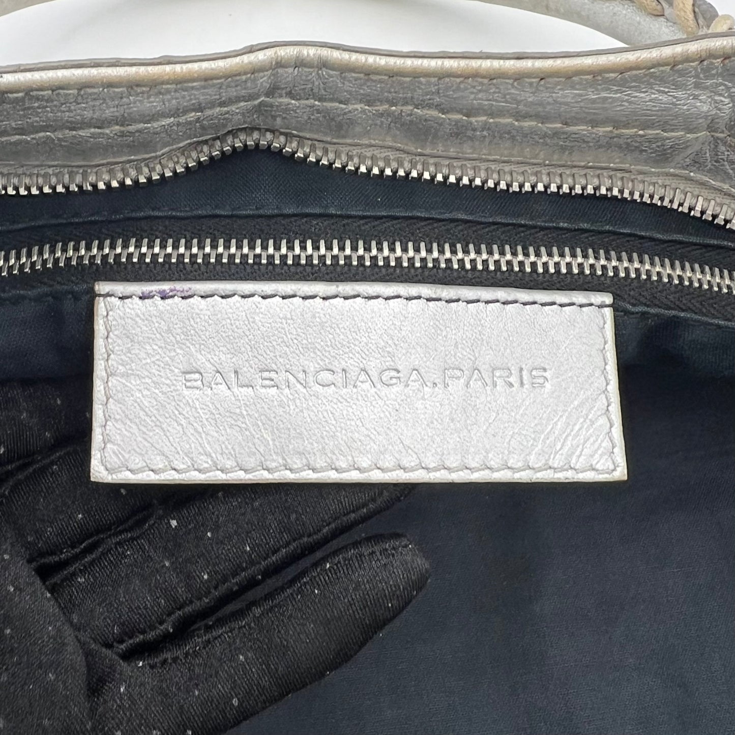 Balenciaga Silver Leather Metallic Hardware Part Time SHW