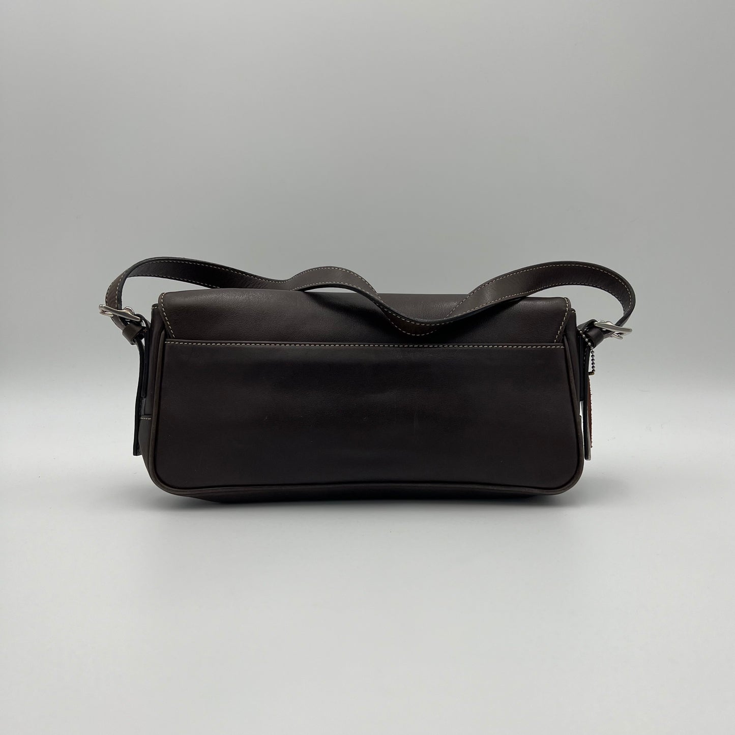Coach Dark Brown Leather Hamptons Flap Bag