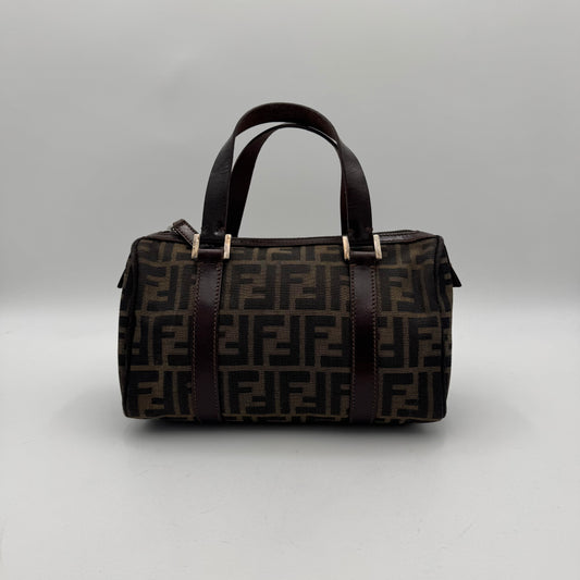 Fendi Tobacco Zucca Canvas and Leather Small Boston