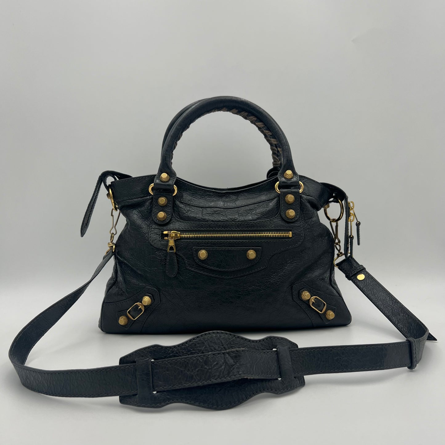 Balenciaga Dark Gray Leather Giant 12 Town GHW