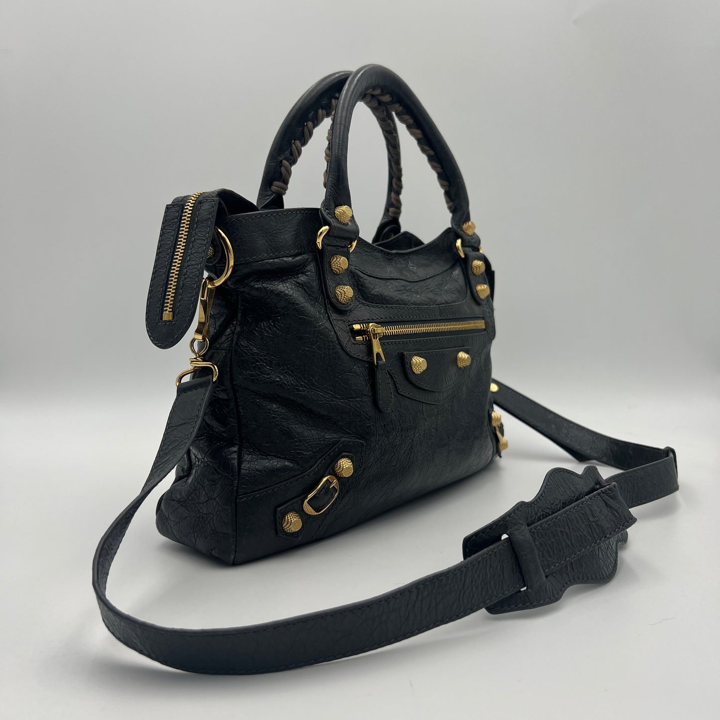 Balenciaga Dark Gray Leather Giant 12 Town GHW