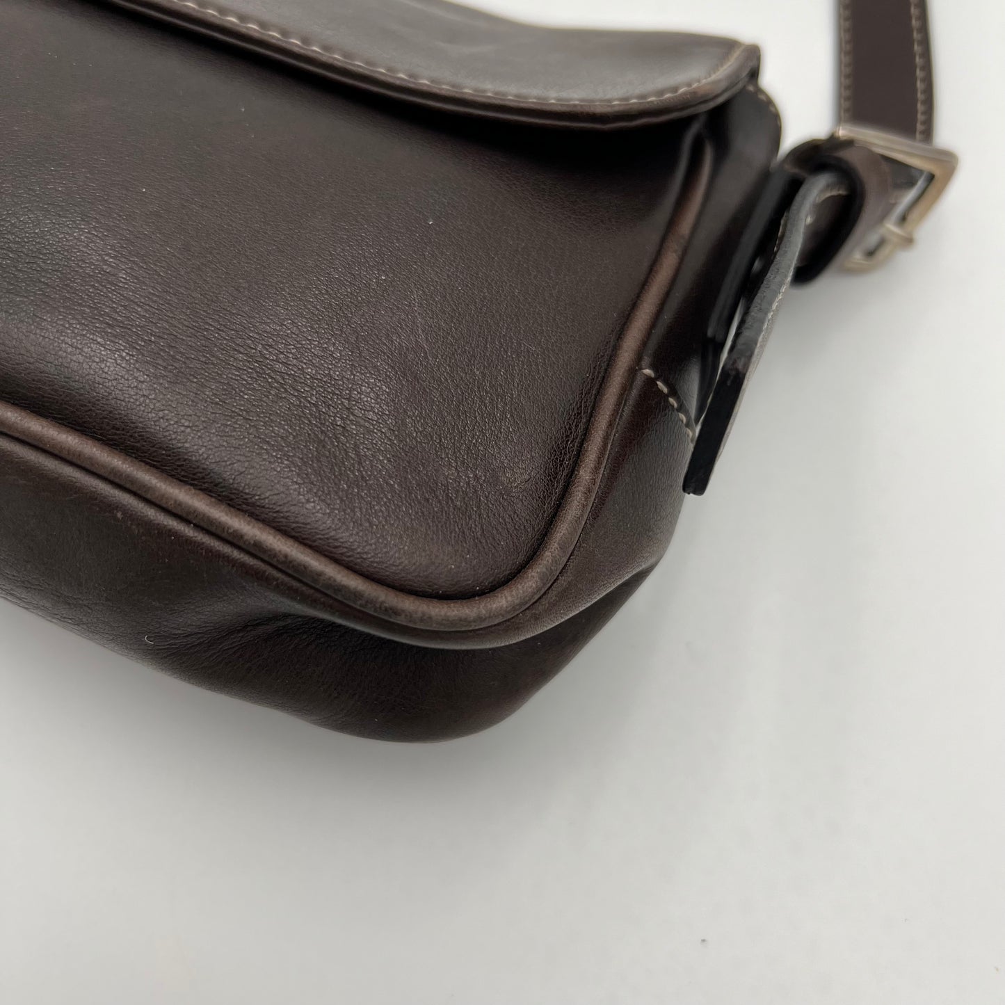Coach Dark Brown Leather Hamptons Flap Bag