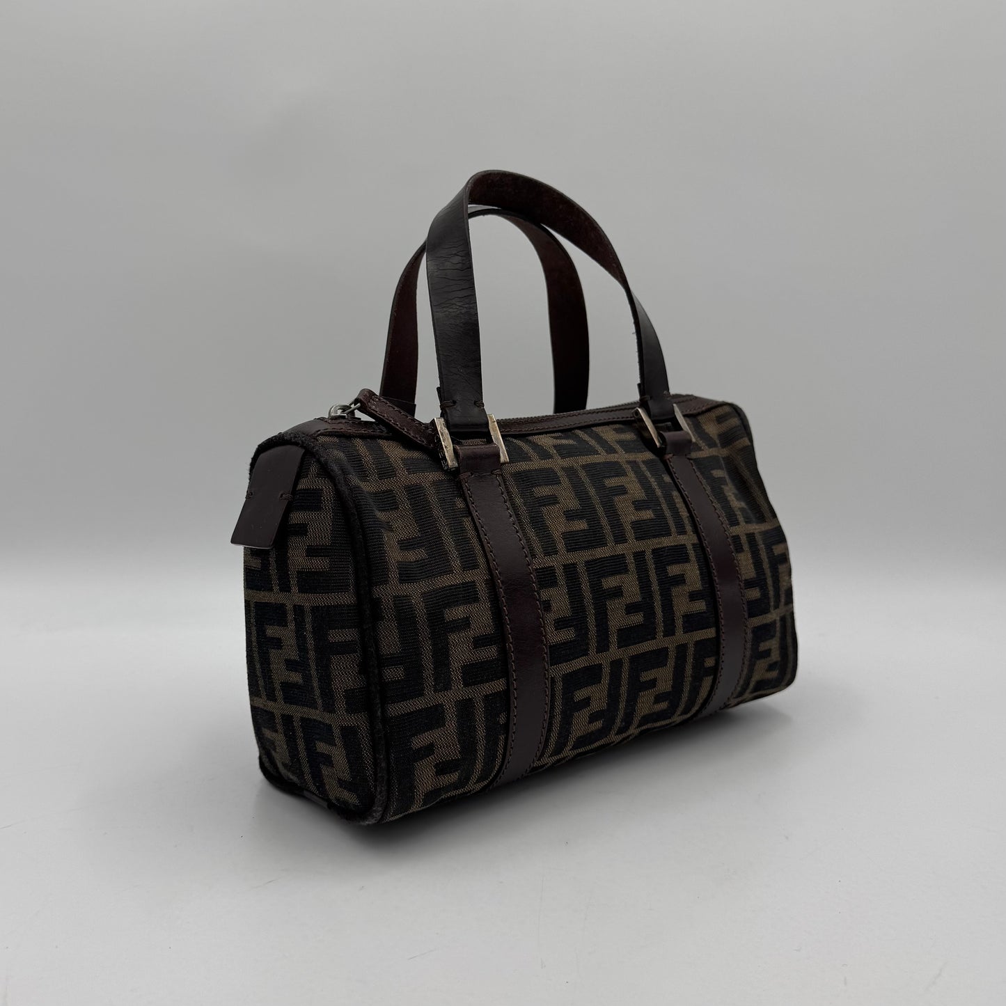 Fendi Tobacco Zucca Canvas and Leather Small Boston