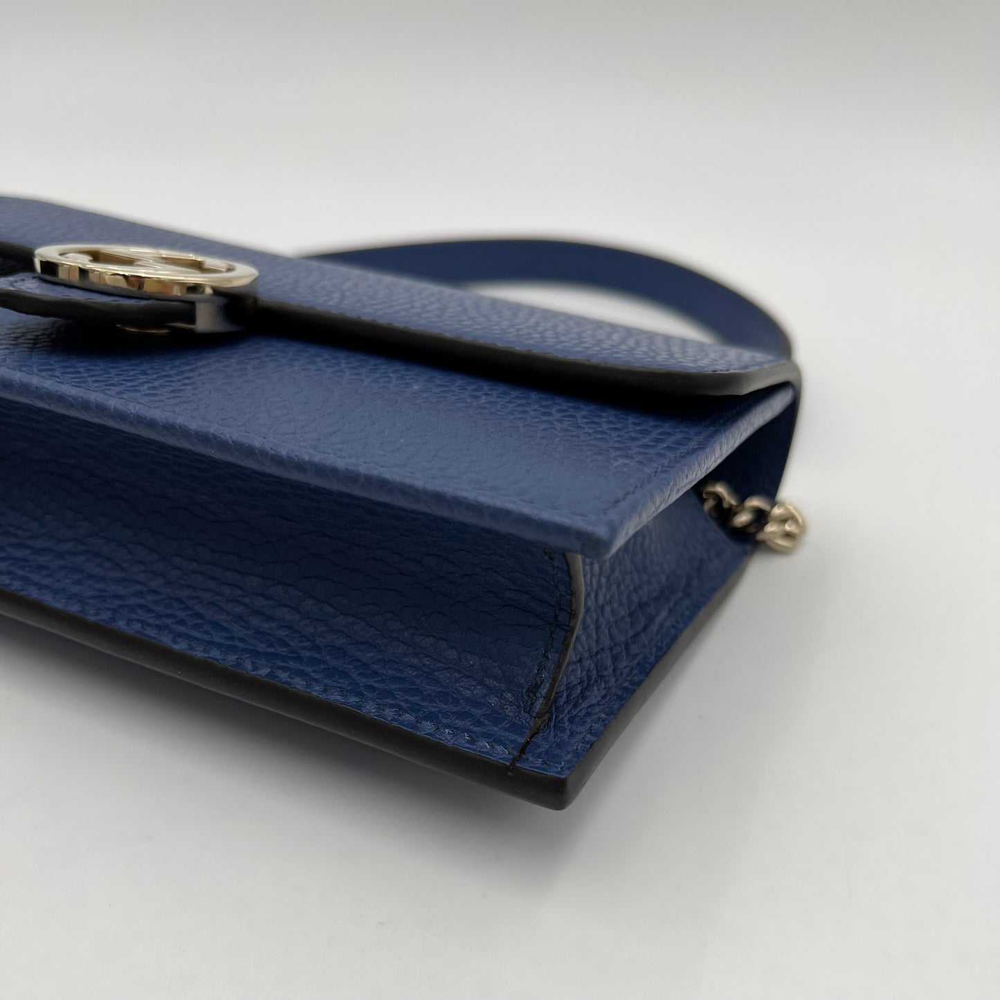 Gucci Blue Leather Interlocking G Wallet on Chain